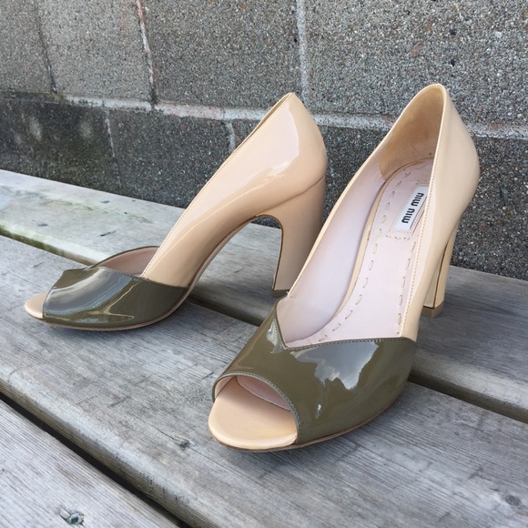 Miu Miu Patent Leather Peep Toe Heeled Shoes Size 38.5 - Picture 5 of 13
